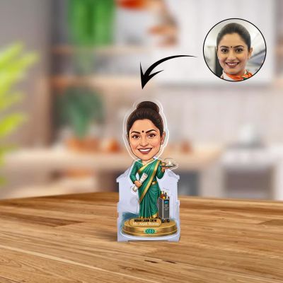 Personalized Indian Cabin Crew Bobblehead Caricature | Battery Powered Shaking Head Feature | Gift for Air Hostess Daughter, Sister, Mom & Friends